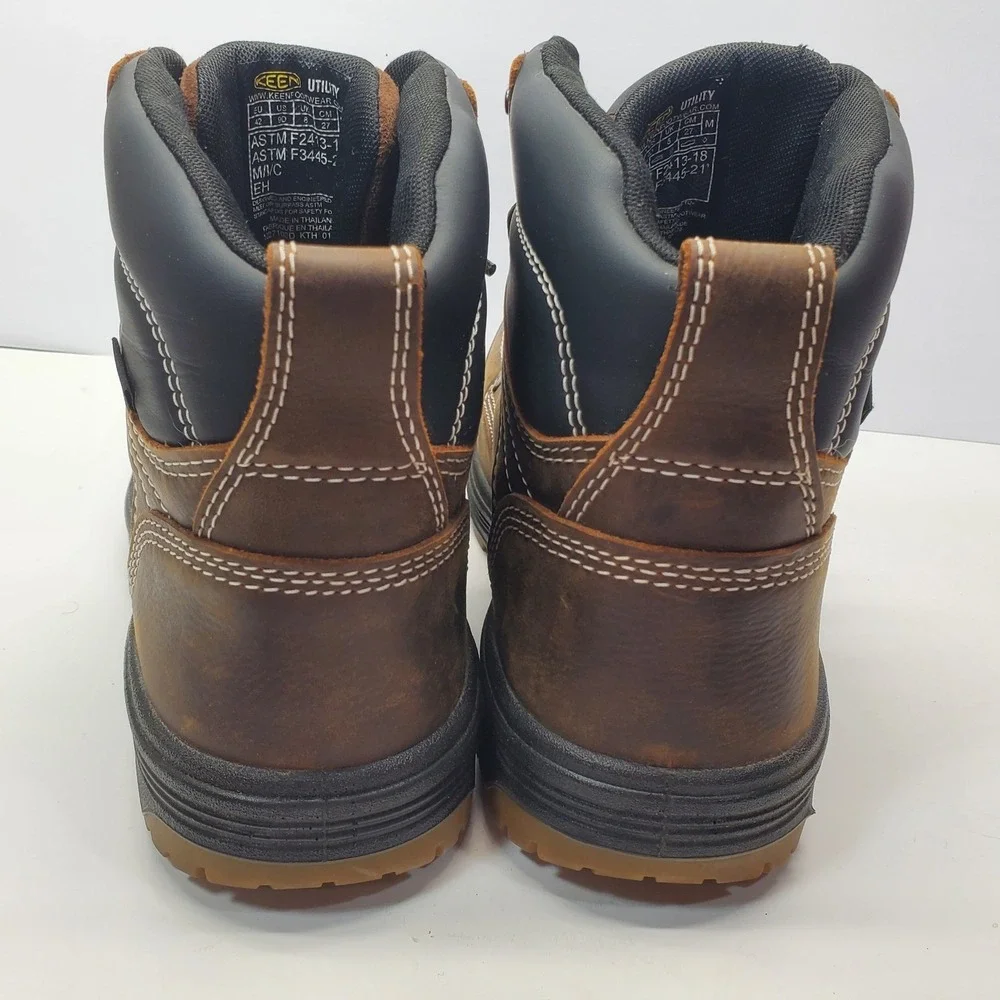 KEEN Utility Work Boots Men 9D Brown Leather Waterproof Carbon Toe EH 1027100D